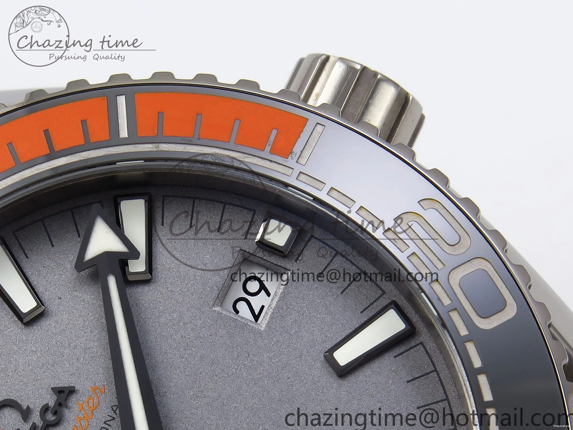 0227 Comfortable Planet Ocean 43.5mm SS VSF 1:1 Best Edition Black Orange Bezel Gray Dial on Nylon Strap A8900 Super Clone V 7730